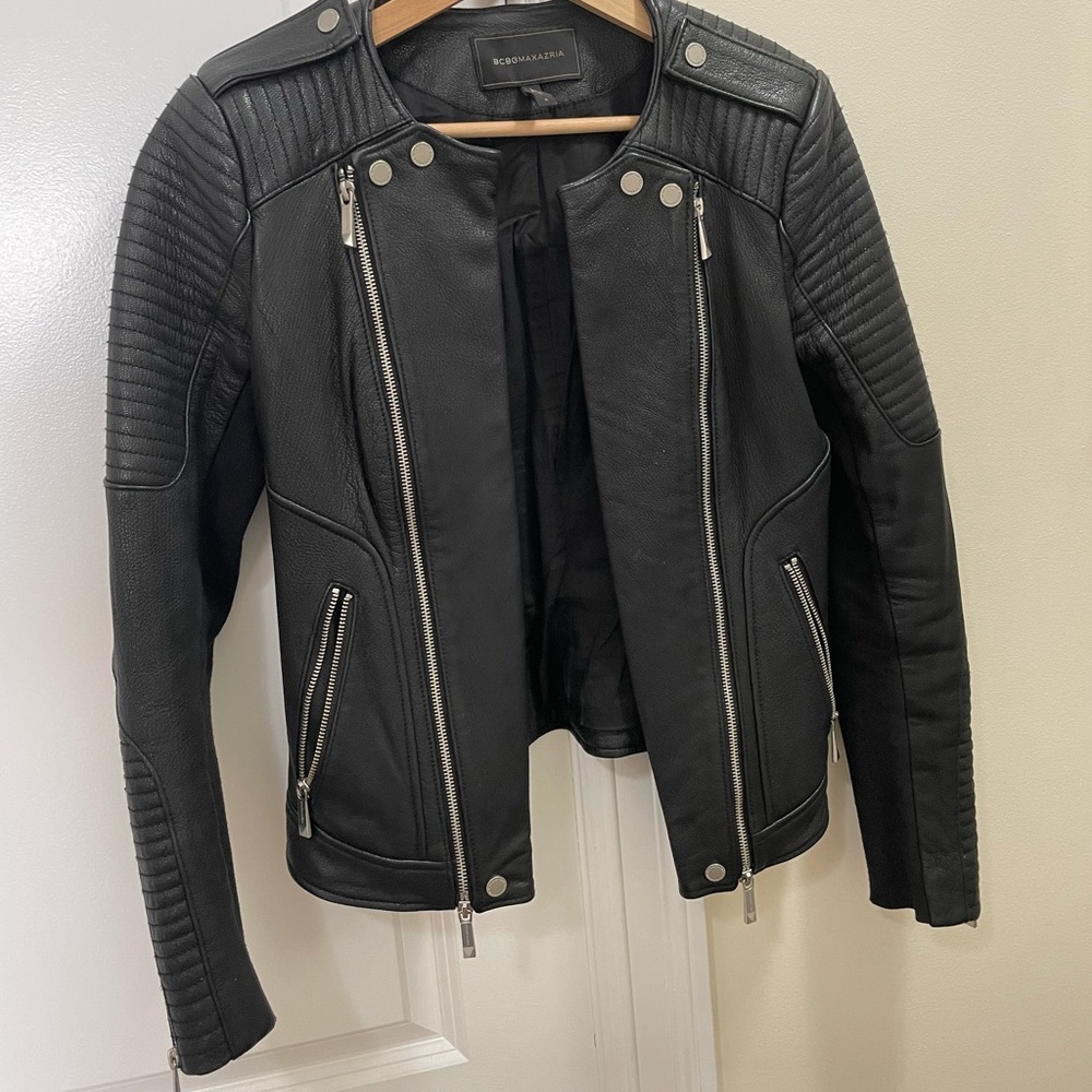 BCBGMAXAZRIA 100% leather moto jacket